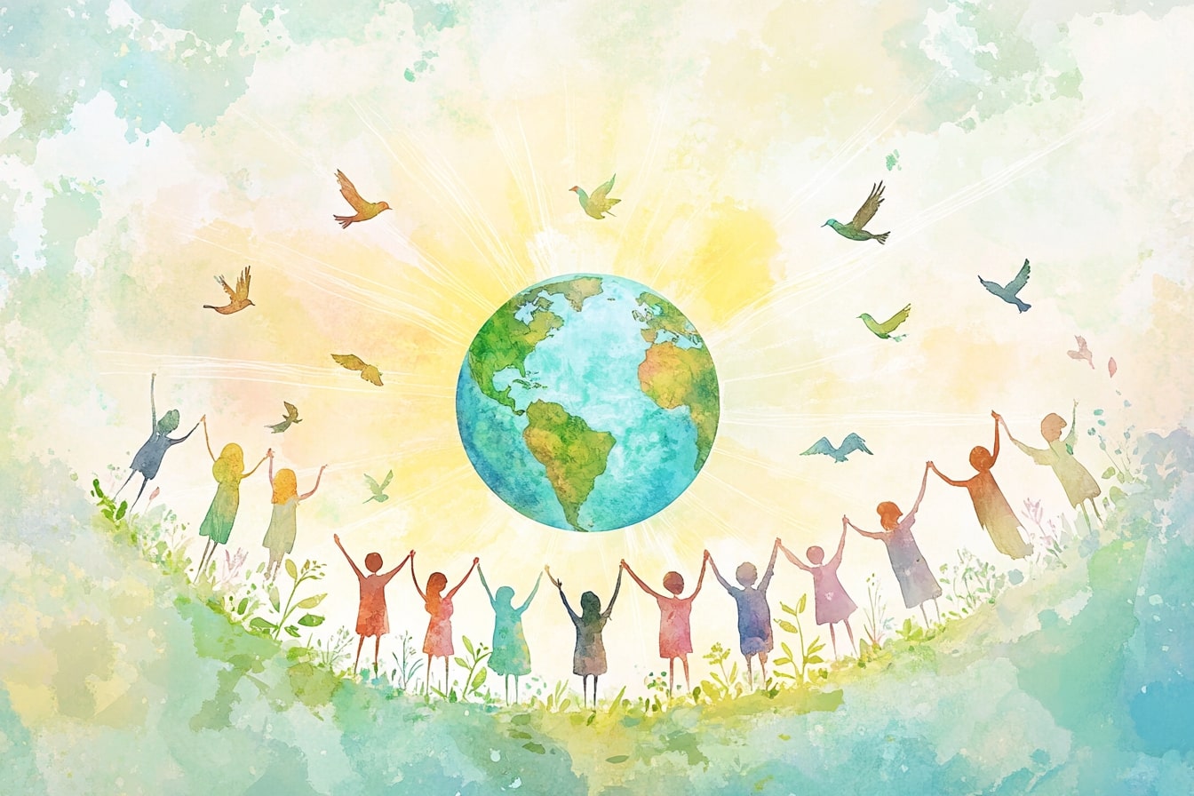 Ilustração simbólica da Terra e da nova era