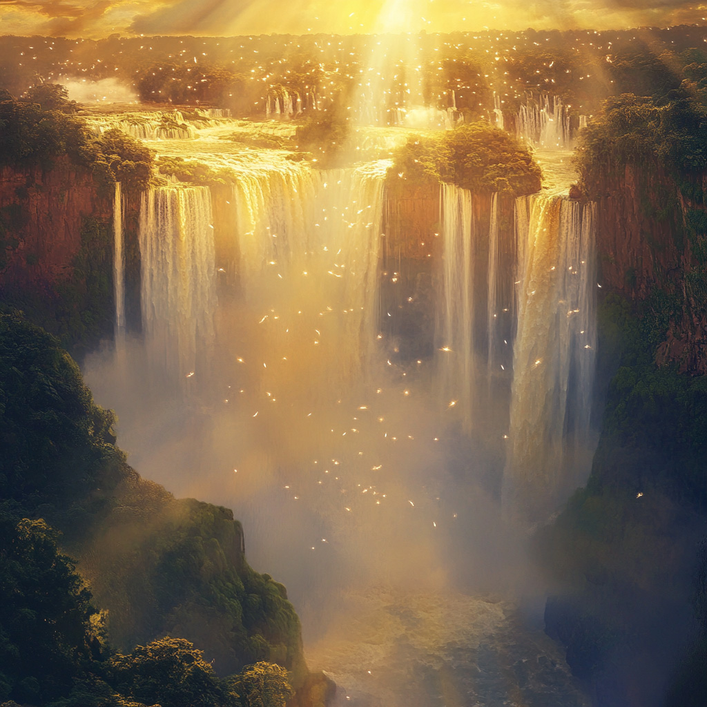 Cataratas com seres de luz - imagem poética