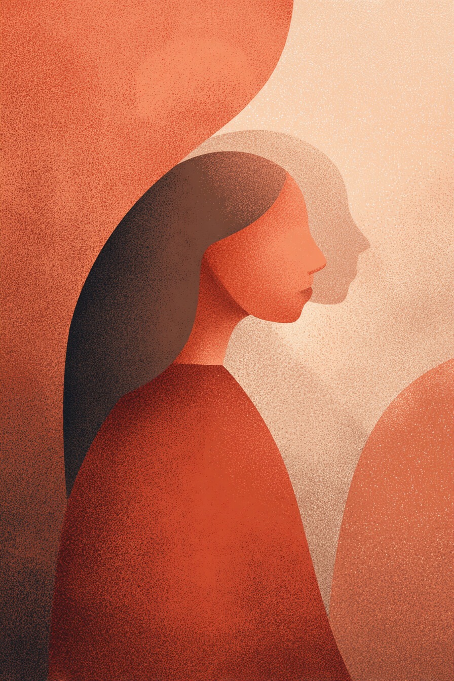 Ilustração em tons pastel representando autoconhecimento e emoções